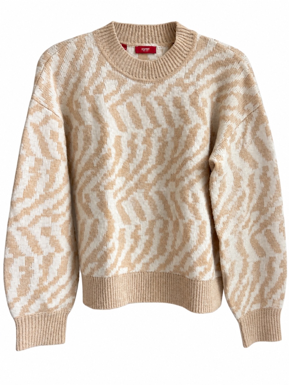 Esprit Women’s Animal Print Wool Blend Sweater Beige Cream Size S